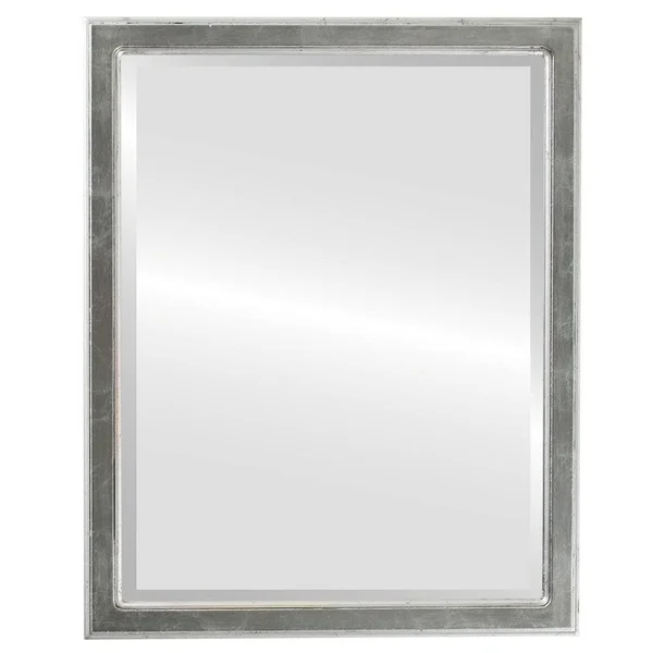 Toronto Framed Rectangle Mirror in Silver Leaf with Black Antique - 21x22x25x22