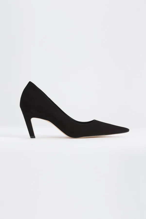 Good American Women's Icon Pump 75 in Suede Black, Extended Width/Extra Wide Size 7.5