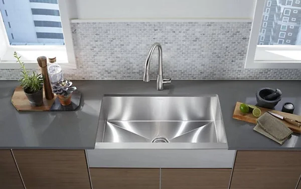 Sterling Ludington Apron Front 20243-NA 34-Inch by 19.75-Inch Under-Mount Single Bowl Kitchen Sink, Stainless Steel