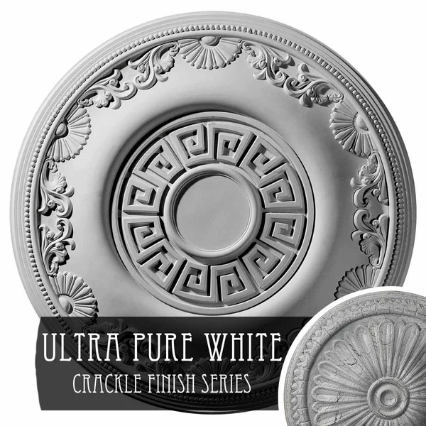 25 7/8x22OD x 2 1/4x22P Nestor Ceiling Medallion (Fits Canopies Up to 5x22), Hand-Painted Ultra Pure White Crackle