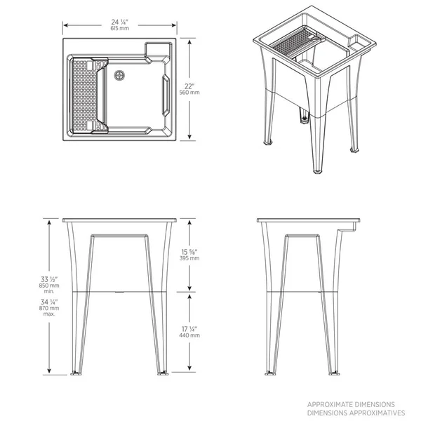Rugged Tub 24 in. x 22 in. Polypropylene White Laundry Sink (Pack of 2) B24W-2