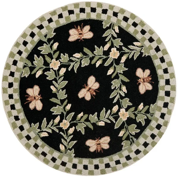 Safavieh Chelsea HK55B 5&6x22 x 5&6x22 Round Black Area Rug