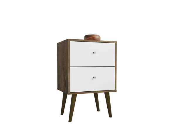 Manhattan Comfort Liberty Rustic Brown and White Nightstand, 204AMC96