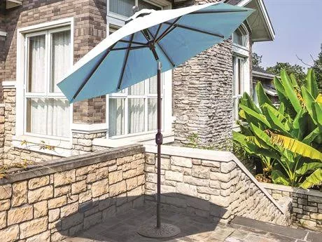 Galtech Quick Ship Aluminum 7.5 Foot Auto Tilt Crank Lift Umbrella White - Sunbrella Terra Cotta - 727-WH-43