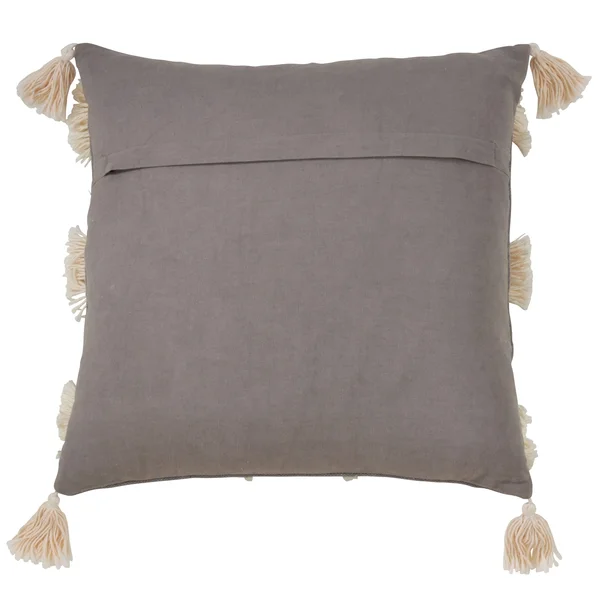Frayed Design Cotton Throw Pillow - Black - 14 x 23 - Feather Down