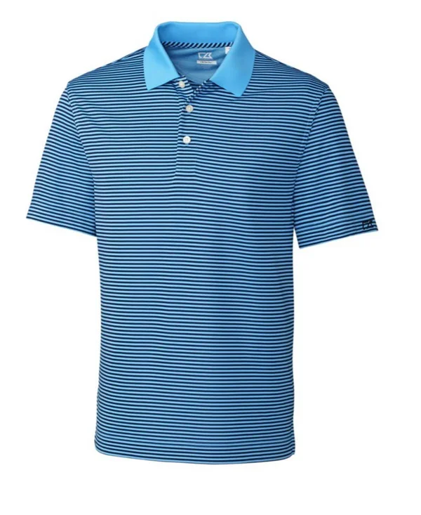Cutter & Buck Men's Navy Blue/White DryTec Trevor Stripe Polo