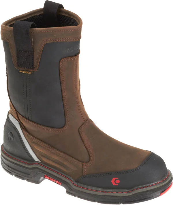 Wolverine Mens Brown/Black Leather Overman WP 10in EH Work Boots, 14