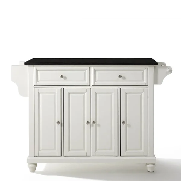 Crosley Cambridge Solid Black Granite Top Kitchen Island White