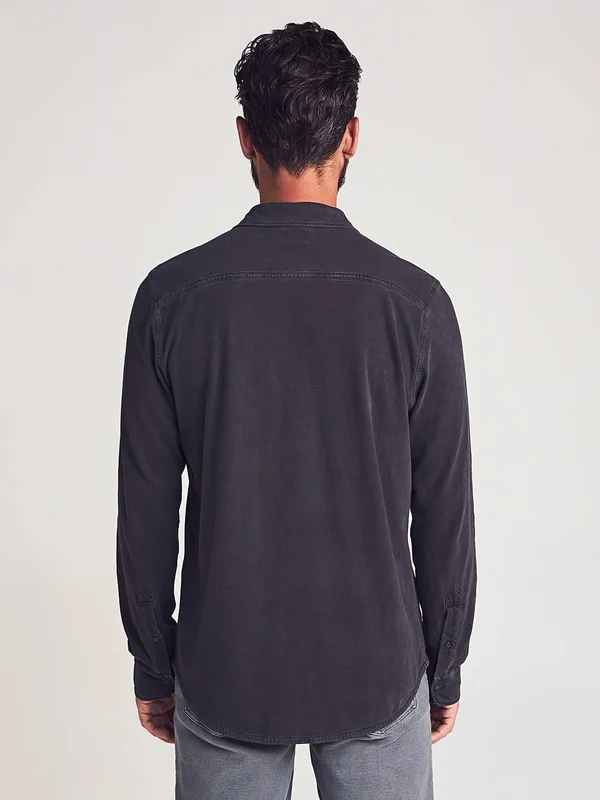 Faherty Knit Seasons Shirt Men's Clothing Washed Black : 2XL
