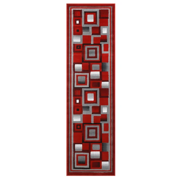 Red Gray and Black Abstract Geometric Area Rug 1.97 by 7.2 Feet