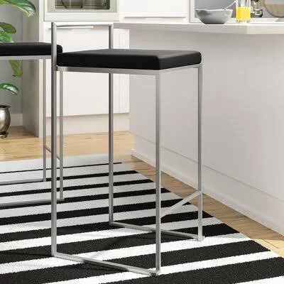 Reis Bar & Counter Stool Brayden Studio Seat Height: Counter Stool (27x22 Seat Height), Color: Stainless Steel, Upholstery