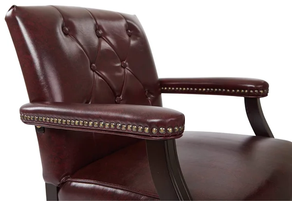 Office Star Traditional Visitors Chair with Padded Arms - Burgundy
