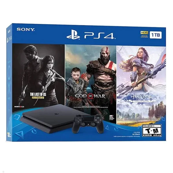 Sony PlayStation 4 - 1 TB - Jet Black - includes The Last of Us Remastered - Horizon Zero Dawn, God of War