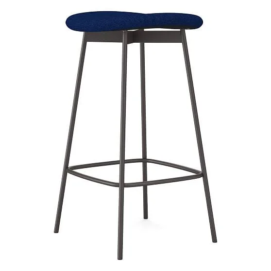 West Elm Modern Petal Backless Counter Stool - Basket Slub, Sapphire, Antique Bronze