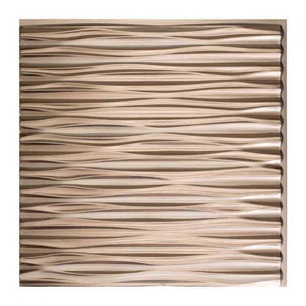 Fasade Dunes Horizontal Decorative Vinyl 2ft x 2ft Glue Up Ceiling Tile in Brushed Nickel (5 Pack)