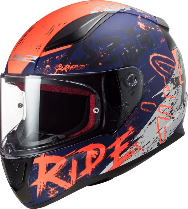 LS2 - Helmet FF353 Rapid Naughty Matt Blue, Fluo Orange - Size M