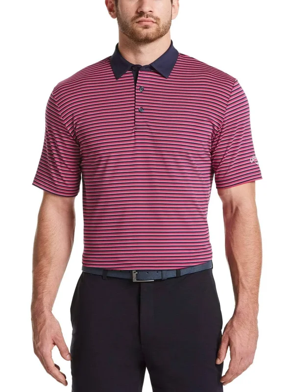 Callaway 3-Color Stripe Mens Golf Polo, Boudoir Red, M