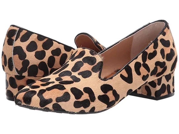 Me Too Gwen Block Heel Loafer Black/Tan Jaguar Haircalf : 6