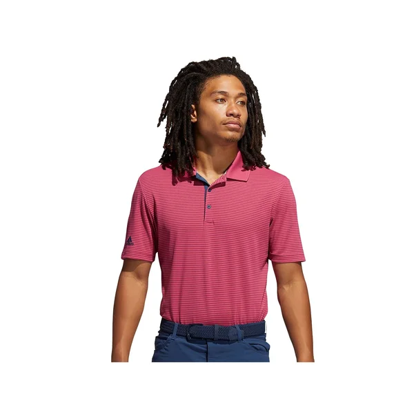 Adidas Men's Two-Color Club Stripe Polo Size 2XL, Wild Pink/Crew Navy