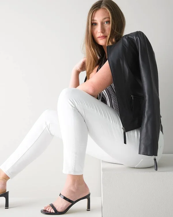 Women's Curvy-Fit High-Rise Sculpt Skinny Jeans - White, Size 14 - Long by White House Black Market