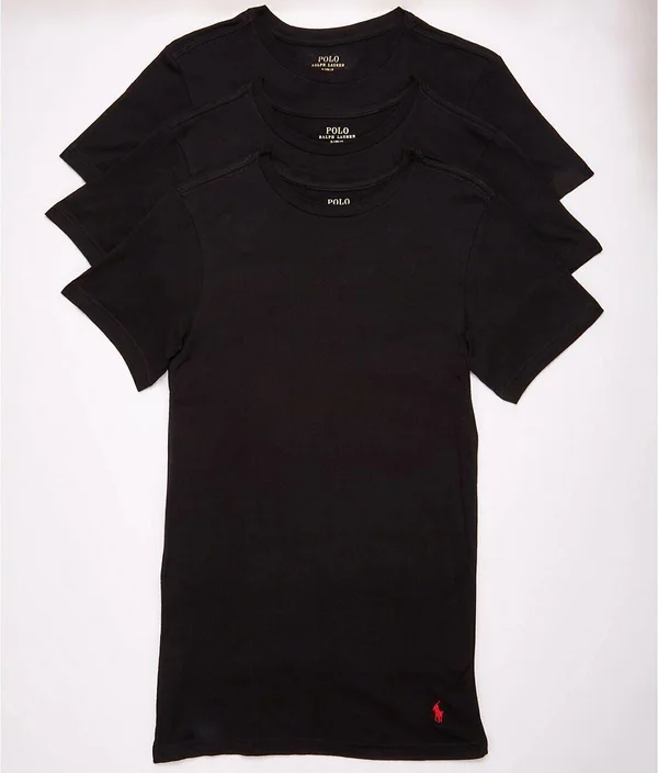 Polo Ralph Lauren Slim Fit Cotton T-Shirt 3-Pack, Men's, Size: XL, Black