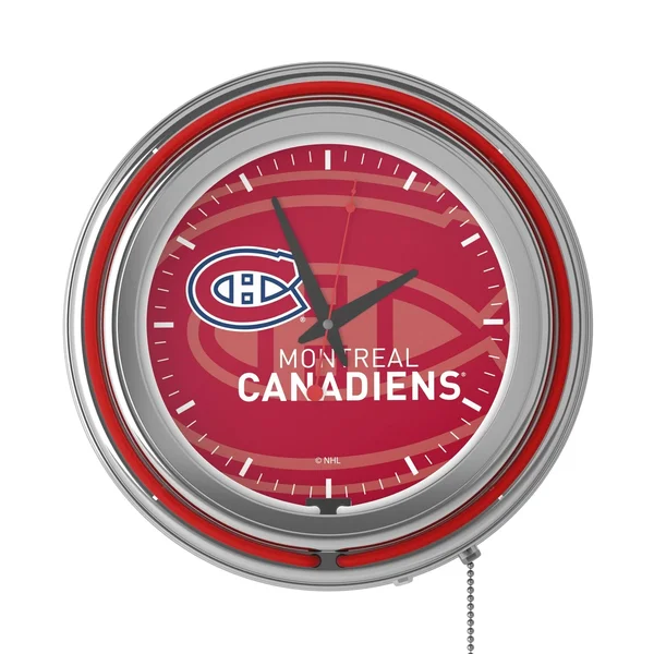 NHL Chrome Double Rung Neon Clock - Watermark - Vancouver Canucks