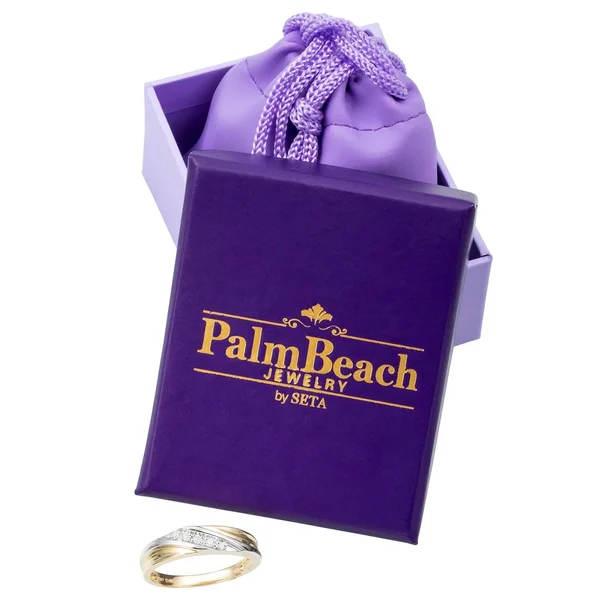 PalmBeach Jewelry Men's 1/10 TCW Round Diamond Two-Tone 10K Gold Diagonal Wedding Band Ring