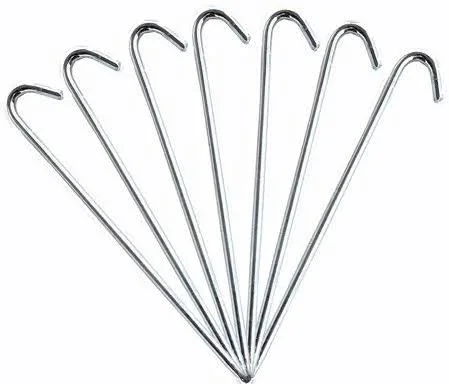 Moose Supply 18 inch x 5/8 inch J-Hook Steel Tent Stakes - 100 Pack, Kids Unisex, Silver