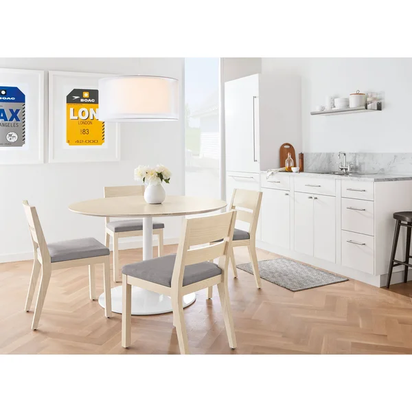 Room & Board - Modern Aria 27 Diameter Round Table, Maple Top w/ Stainless Steel Frame Base