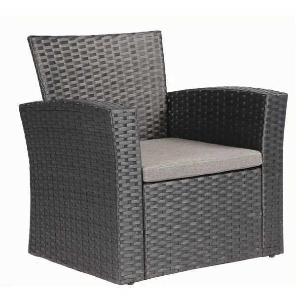 Baner Garden Outdoor Furniture Complete Patio Wicker Rattan Set - Black, 4-Pieces
