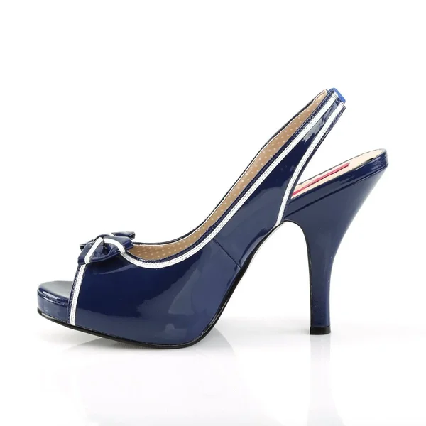 Pleaser Pink Label PINUP-10 - 4 1/2x22 Slingback Sand - Blue/White 9