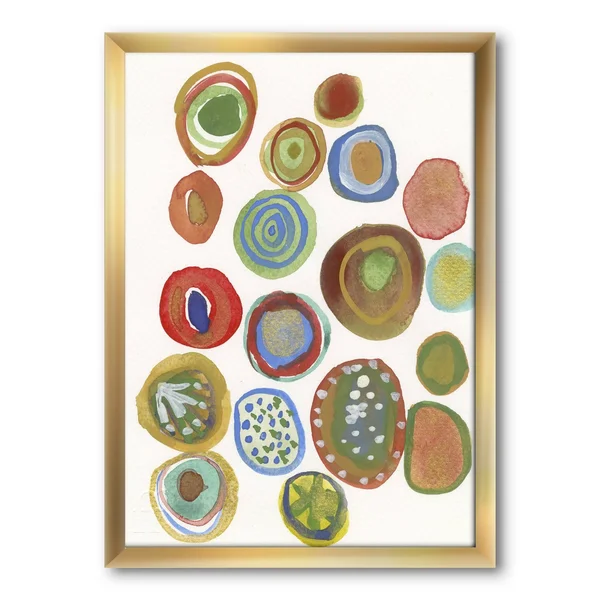 Designart 'Circular Composition II' Mid-Century Modern Framed Art Print - 12 in. Wide x 20 in. High - Silver