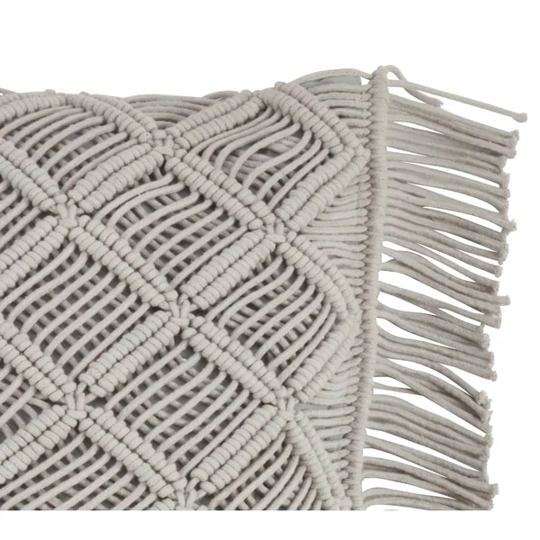 Saro Lifestyle 5148.N18S 18 in. Square Down Filled Macrame Throw Pillow - Natural