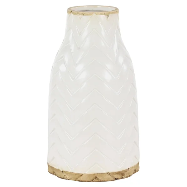 Carson Carrington Tannaker Round Chevron Ceramic Vase