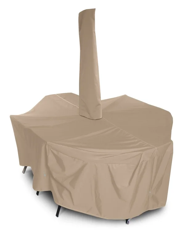 KoverRoos Weathermax Oval - Rectangle Dining Set Cover with Umbrella Hole Toast