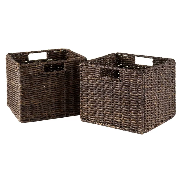 Winsome Granville 5pc Storage Shelf with 2 Large and 2 Small Foldable Baskets - Espresso
