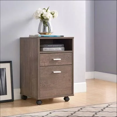 2-Drawer Mobile Vertical Filing Cabinet Inbox Zero Color: Walnut Oak