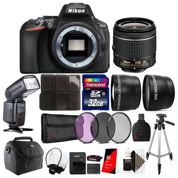 Nikon D5600 Dslr Camera with 18-55mm Lens - Speedlight Flash and Accessories