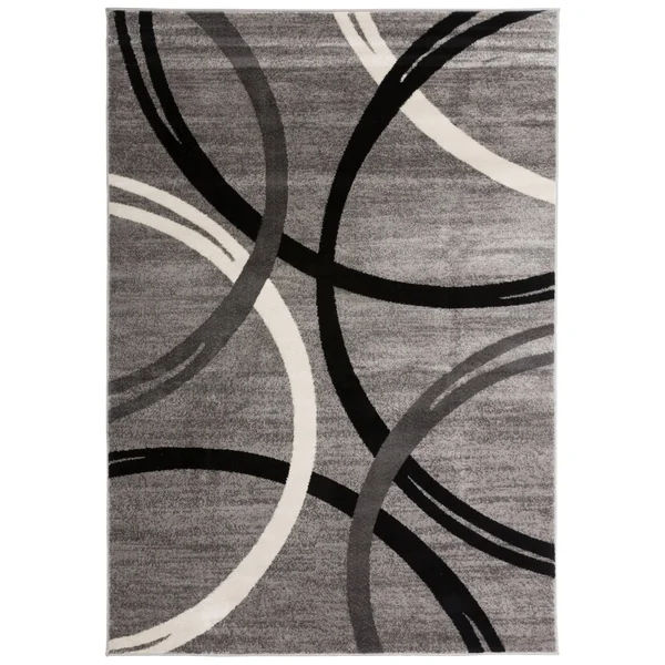 Wrg Modern Abstract Circles Design Gray 6 ft. 6 in. x 9 ft. Area Rug