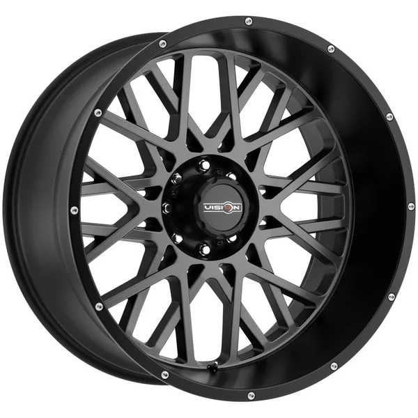 Vision Rocker Wheel 22x12 5x139.7 -51mm Anthracite with Satin Black Lip