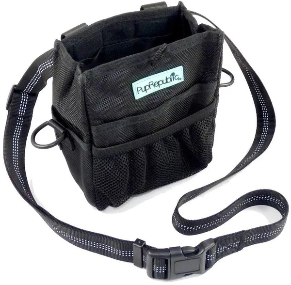 PupRepublic Dog Treat Bag - New larger Training Treat Pouch Bag with Poo Bag Dispenser - Strong Magnetic Closure, Adjustable Ref
