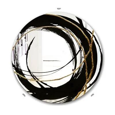 Round Black & White 10 - Glam Mirror - Oval or Round Wall Mirror Everly Quinn Size: 40x22 x 40x22