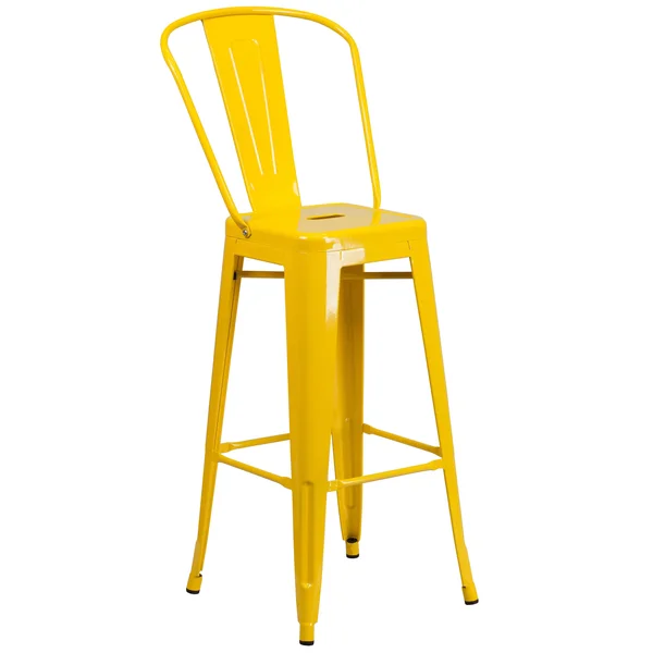 Flash Furniture 30 Inches High Orange Metal Indoor-Outdoor Barstool with Back