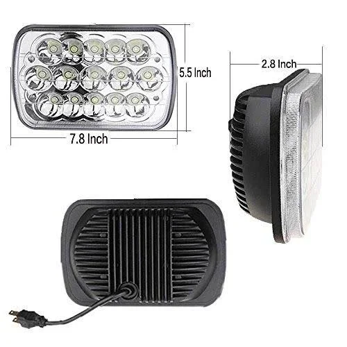 2pcs 7 X6 LED Headlights High Low Sealed Beam Headlamp 45W H6052 H6054 for Ford E-150 E-250 E-350