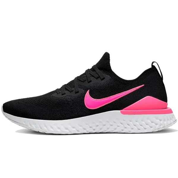 Men's Epic React Flyknit 2 (D - Regular) Running Shoe - Black - Pink Blast, White, 13