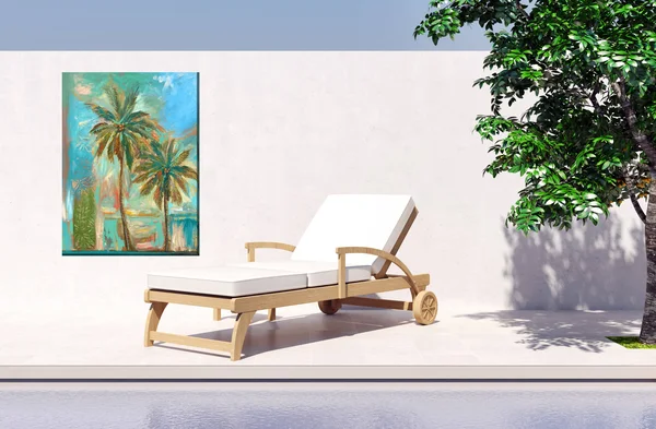 Green and Blue Modern Palms Outdoor Canvas Rectangular Wall Art Decor 40x22 x 30x22