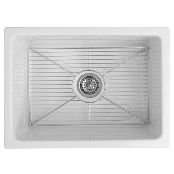 ZLINE Venice 24 inch Farmhouse Reversible Fireclay Sink in White Gloss, FRC5120-WH-24