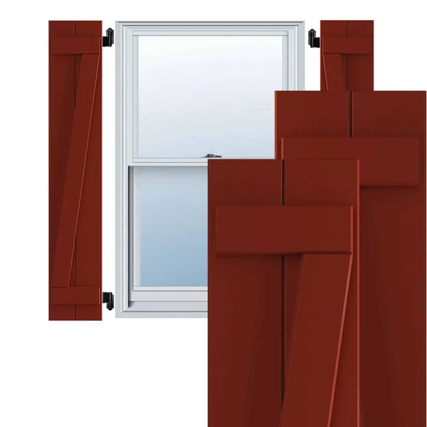 Ekena Millwork 10-3/4x22 x 60x22 True Fit PVC Two Board Joined Board and Batten Shutters w/Z-Bar, Pepper Red (Per Pair)