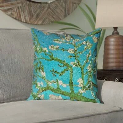 Bloomsbury Market Lei Almond Blossom Double Sided Print Pillow Cover with Concealed Zipper - Size: 20 inch x 20 inch, Blue