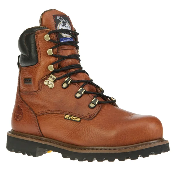 Men's Brown Georgia Boot Hammer Internal Metatarsal Steel Toe Work Boot Size 10